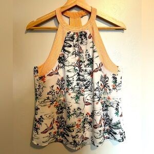 H&M Crane Garden Print Halter Blouse